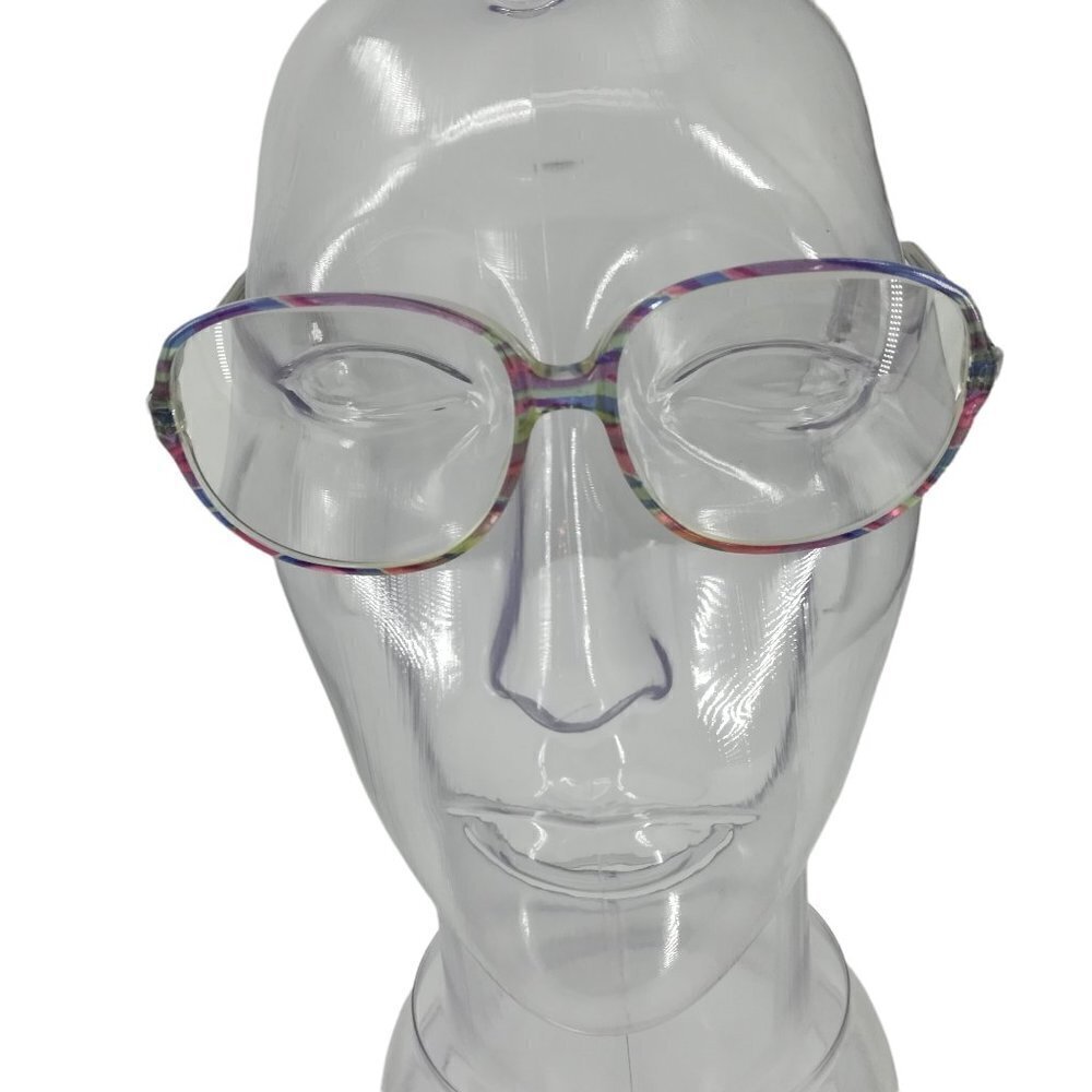 Vintage 80s Oversized Eyeglasses Eyeglass Frames Rainbow Abstract Pastel Pink